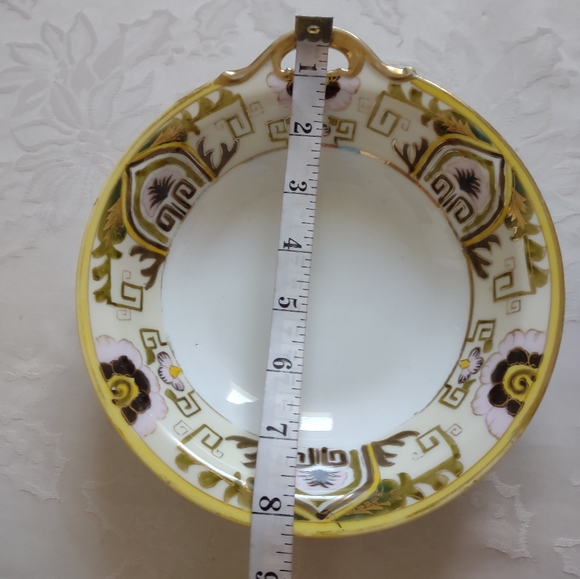 Vintage Nippon hand painted bowl unique Asian design gold yellow trinket - Picture 3 of 8